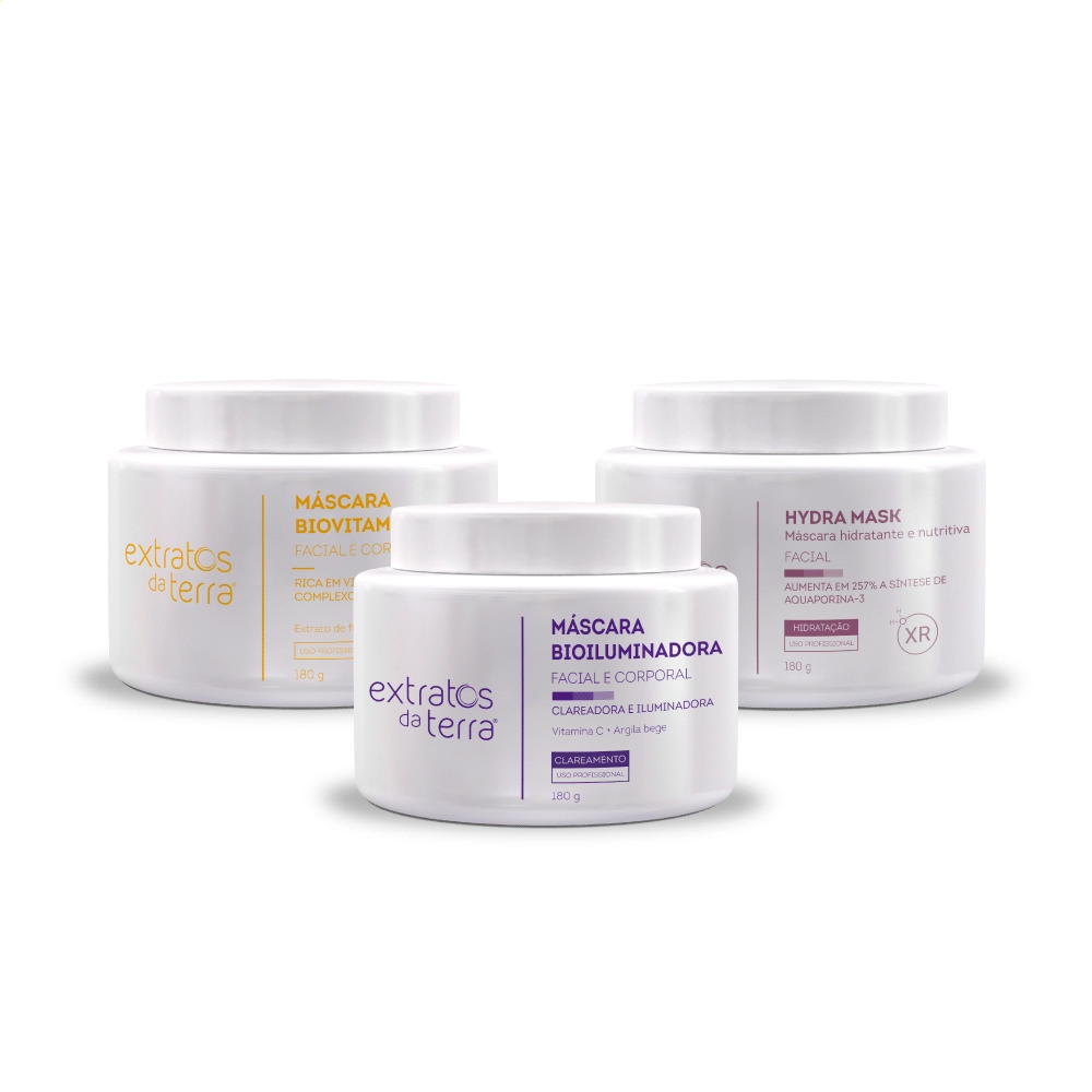 Kit máscara facial hidratante e iluminadora Kit máscara facial hidratante e iluminadora